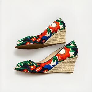 LK BENNETT LADIES WOVEN ESPADRILLE WEDGE HEELS SIZE IT41/US11 MADE IN SPAIN VGC!